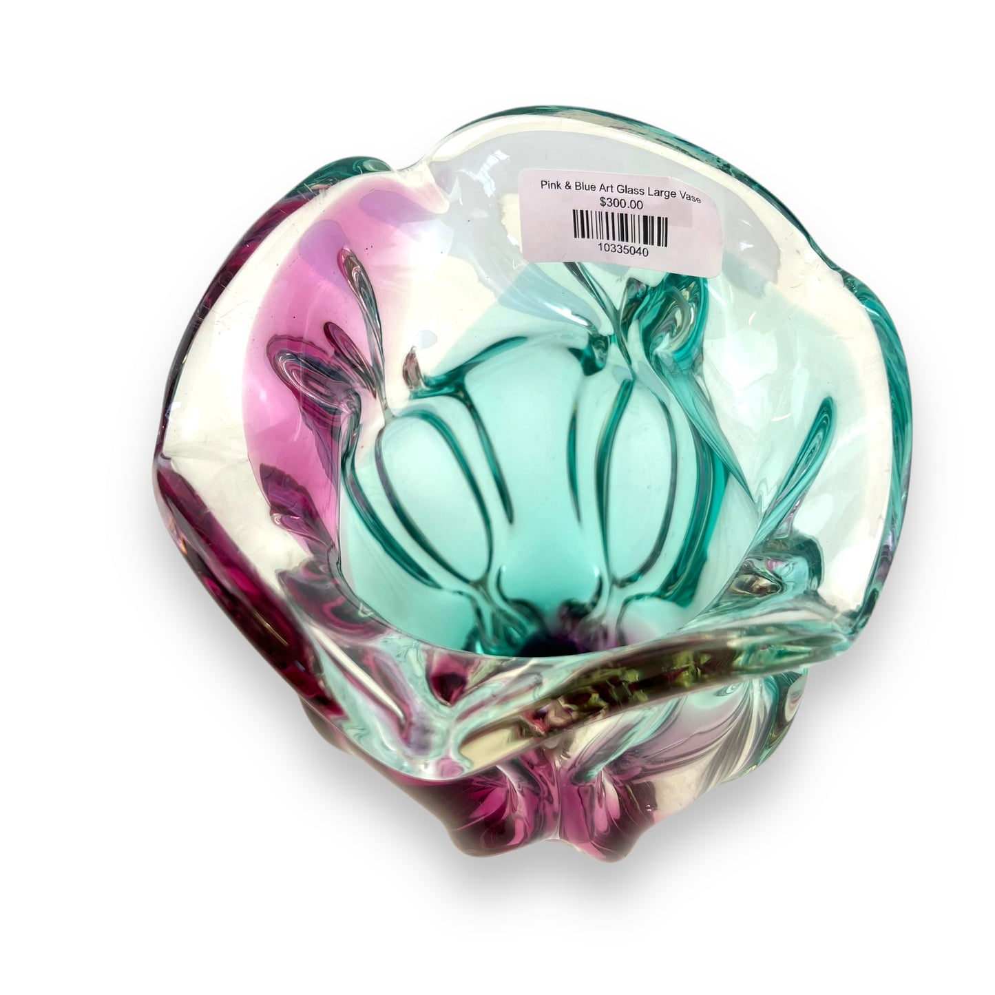 Pink & Blue Art Glass Large Vase