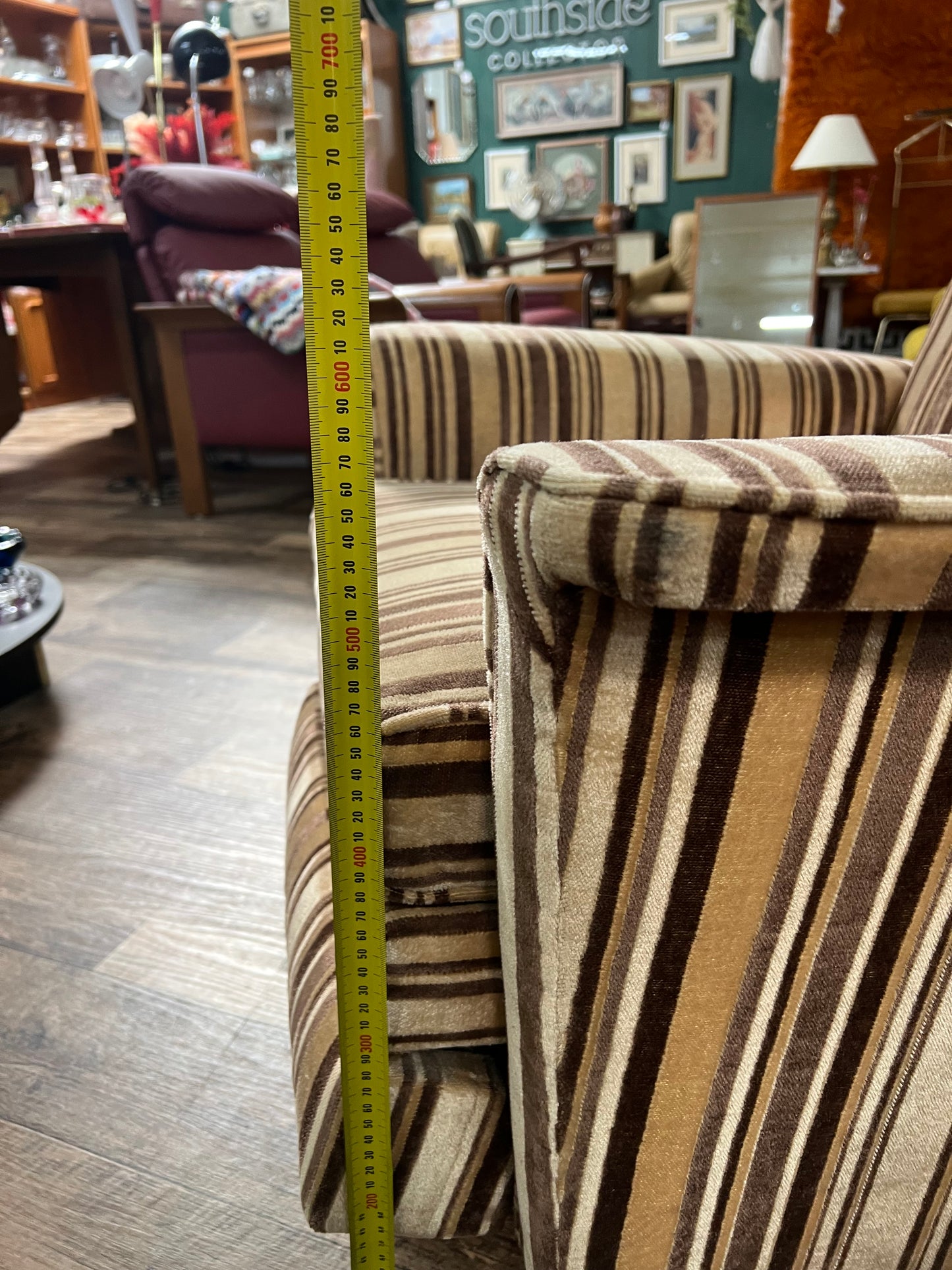 Striped Recliner Armchair with Footrest