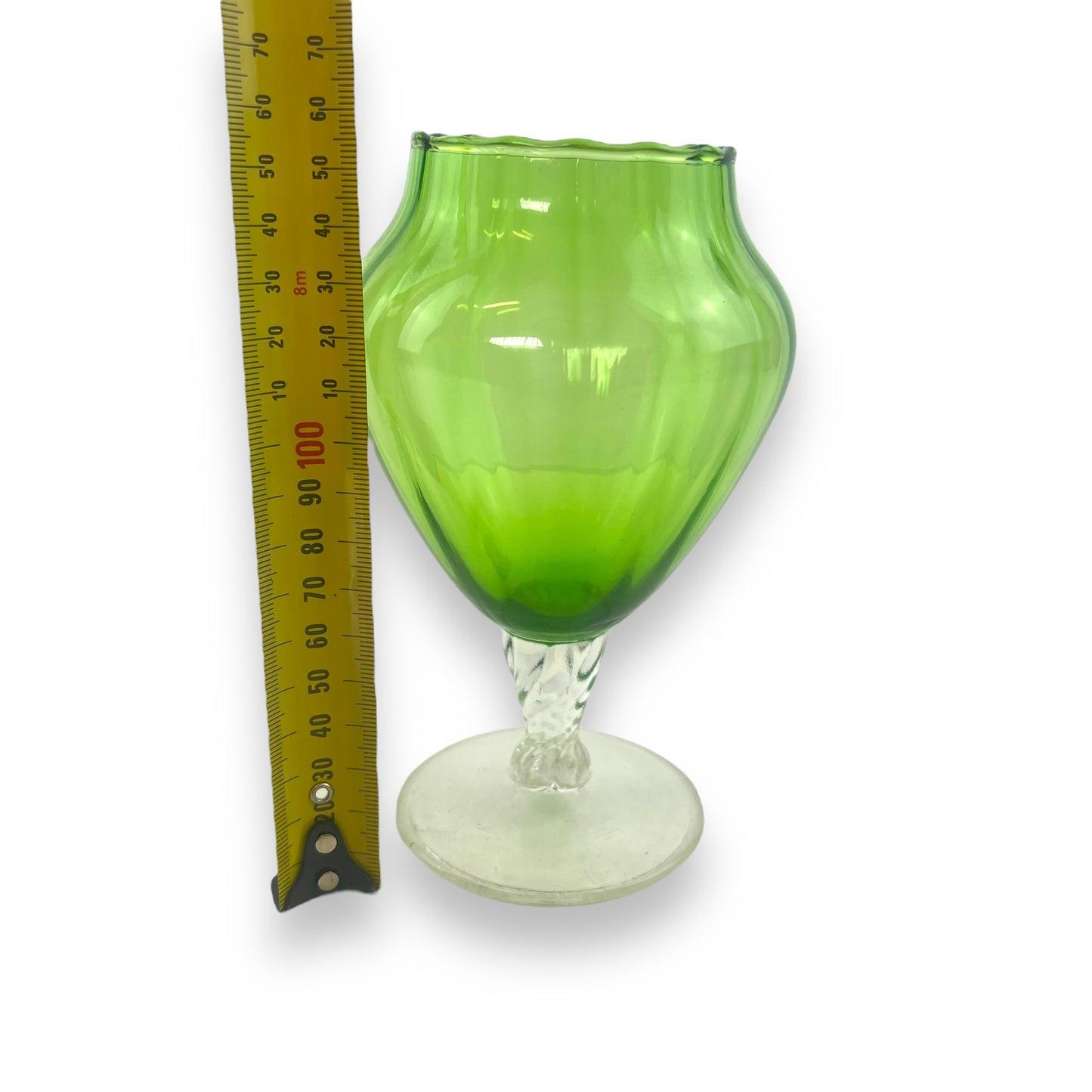 Green Empoli Art Glass Vase with Scalloped Rim