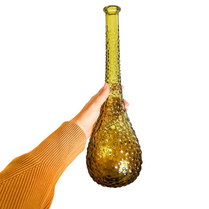 Olive Green Hobnail Genie Bottle