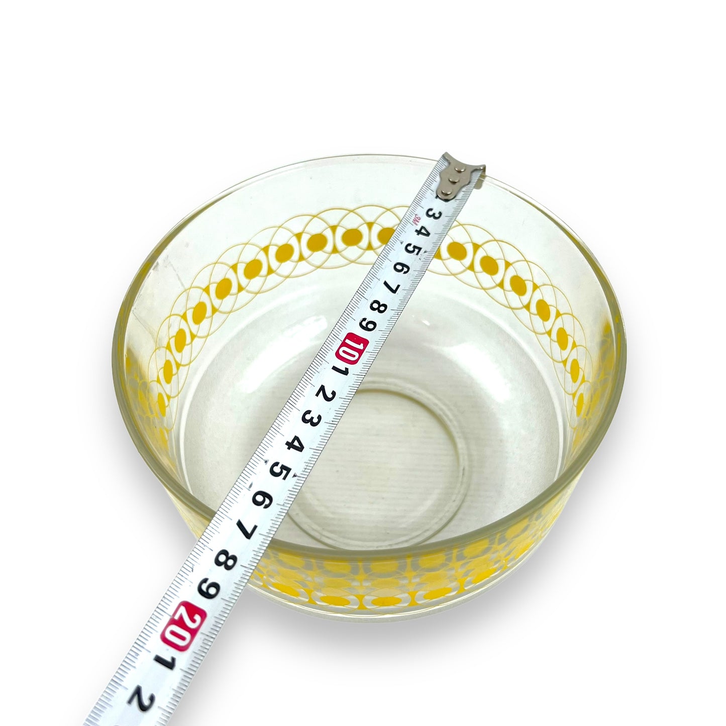 Clear glass yellow pattern mixing bowl