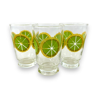 Retro Lime Slice Glasses – Set of 3