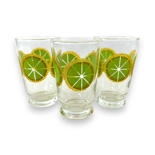 Retro Lime Slice Glasses – Set of 3