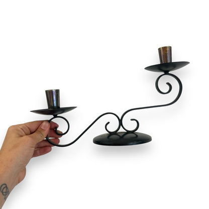 Black Metal Candlestick Holder with swirl design
