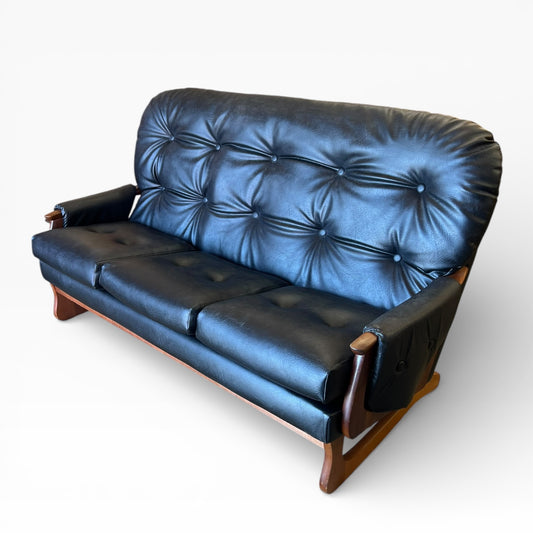 Black Vinyl 3-Seater Sofa by Mayline Furniture (Collingwood VIC) – Solid Timber Frame