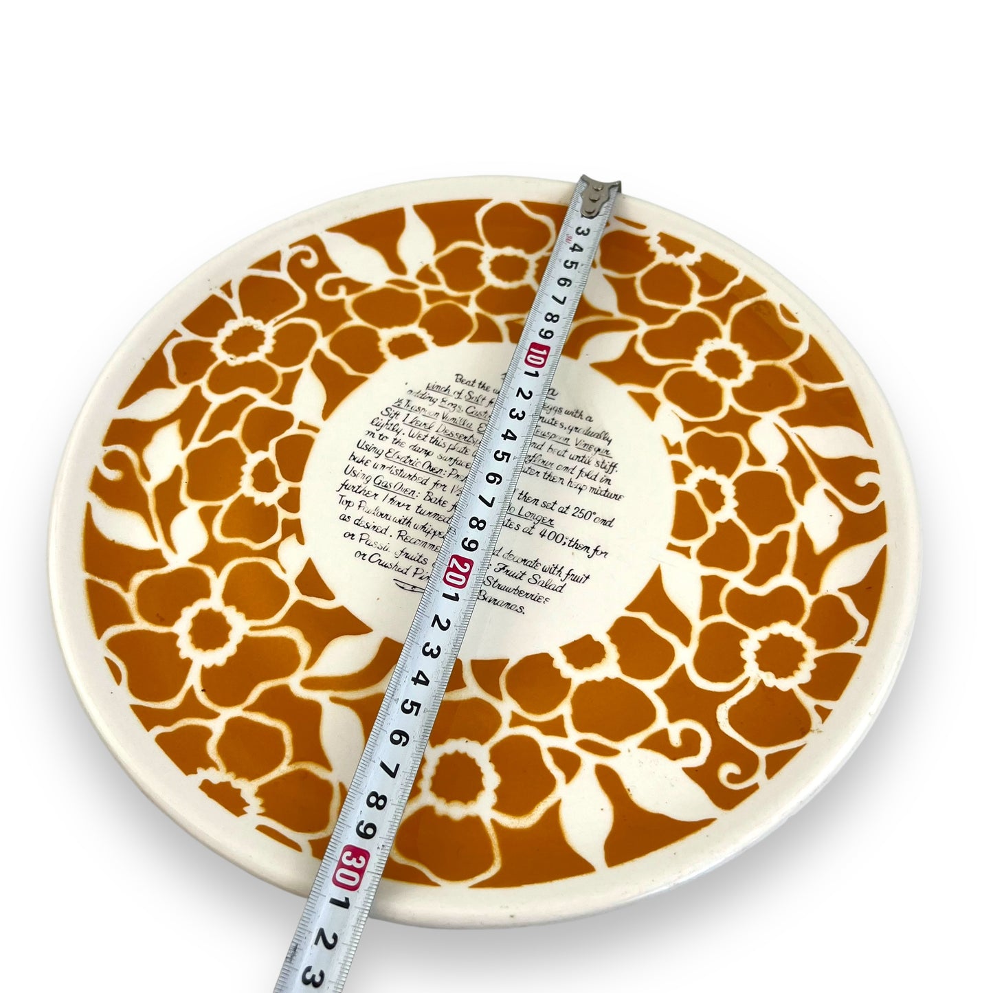 Orange Flower Hand-Painted Pavlova Recipe Plate - Made in Japan