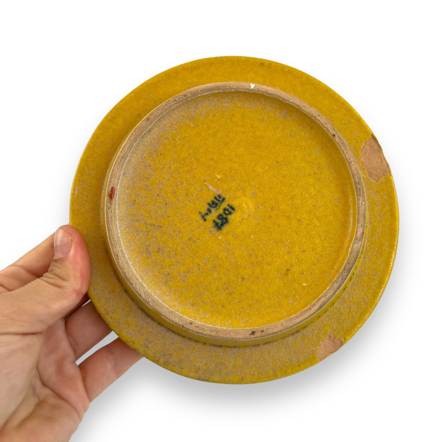 Bitossi Yellow Ashtray with Colorful Flower Design - Made in Italy