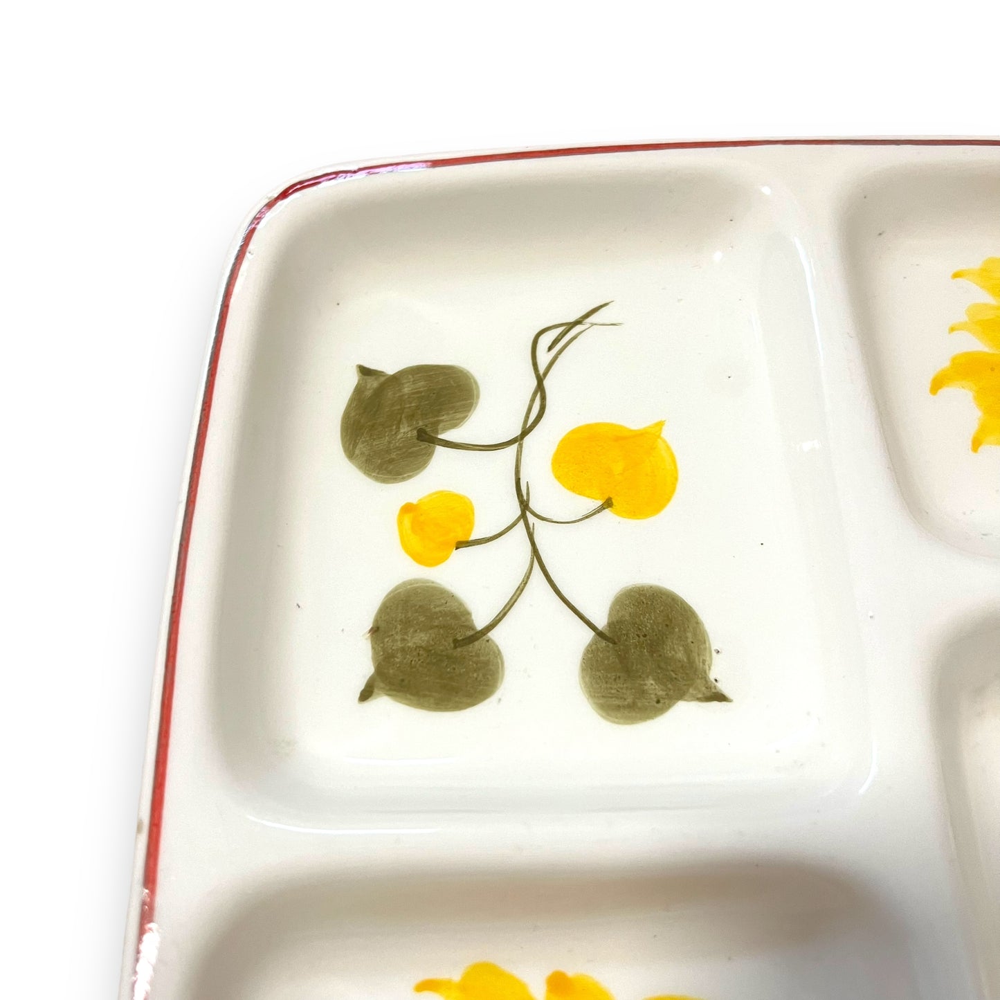 Divided Plate with Hand-Painted Floral Design - Made in Japan