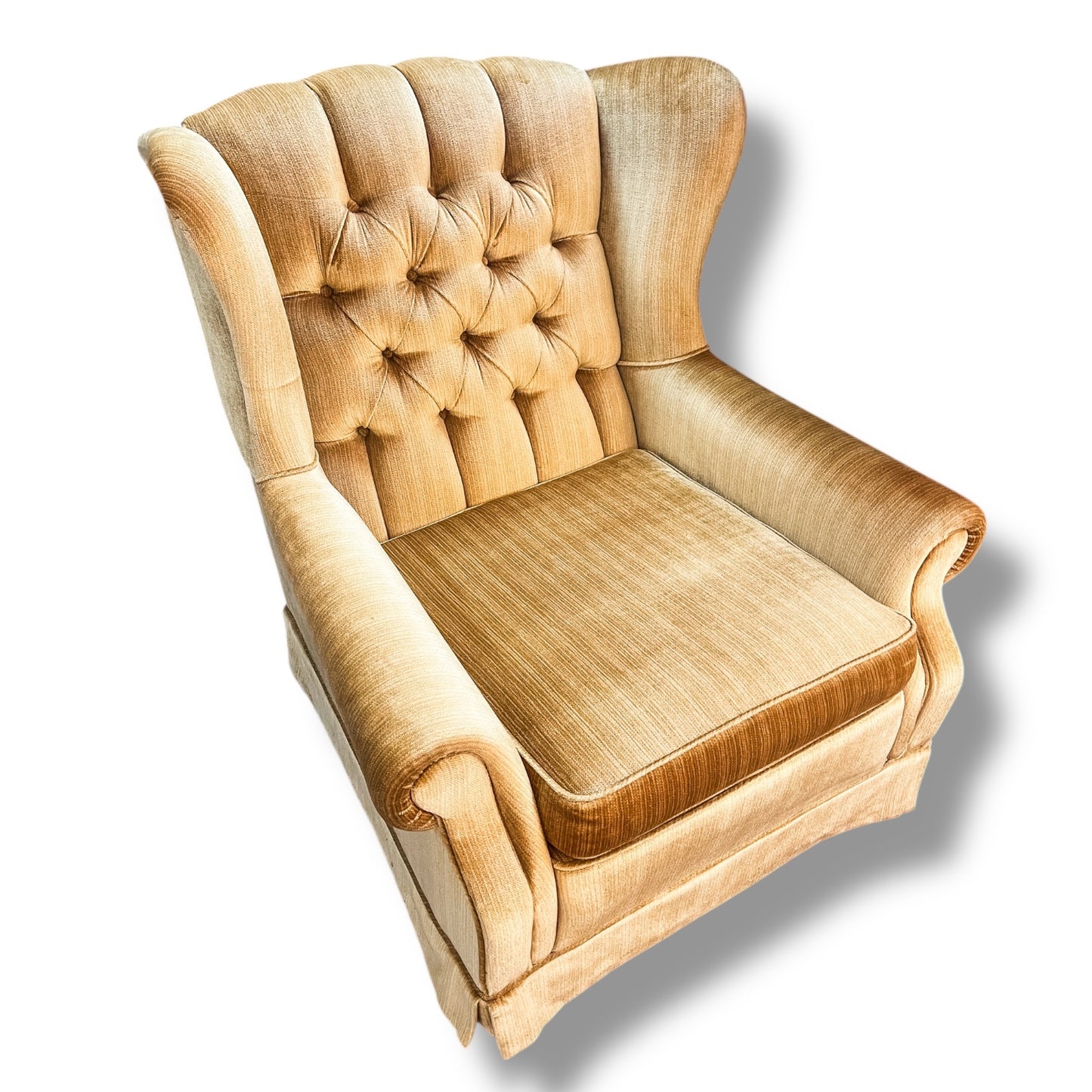 Golden Velvet Button-Back Armchair
