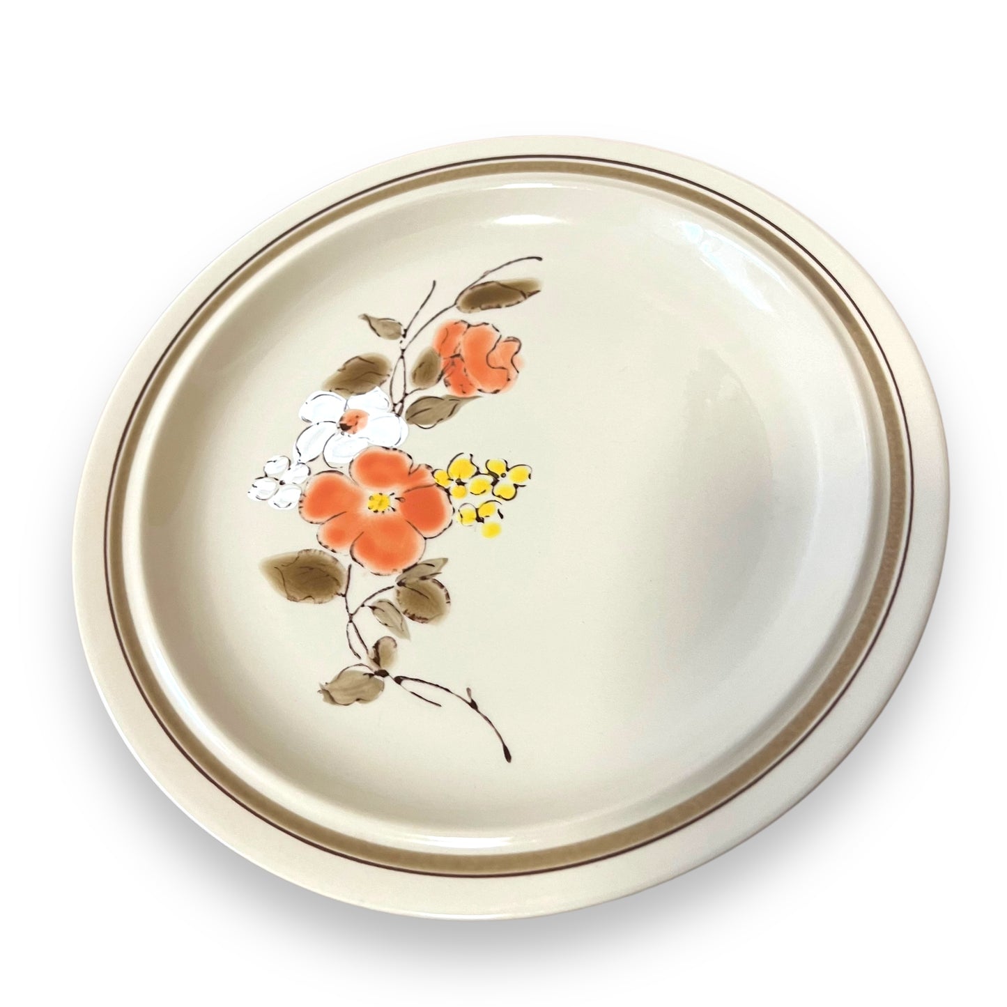 Floral Stoneware Dinner Plate Set of 2 - Hand-Painted Bouquet Design - Made in Korea