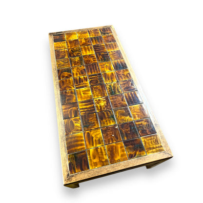 Retro Tile Coffee Table with Warm Brown and Amber Yellow Toned Tiles