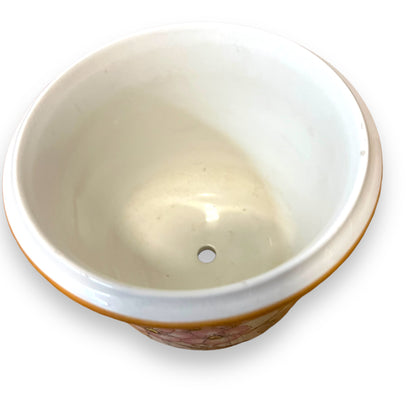 Italian Ceramic Plant Pot with Hand-Painted Floral Design - Made in Italy