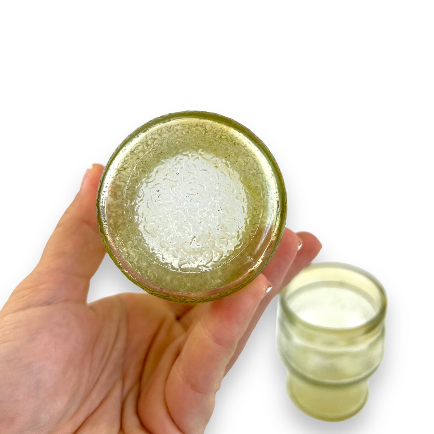 Yellow textured glass set of 2
