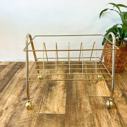 Retro chrome vinyl record storage rack