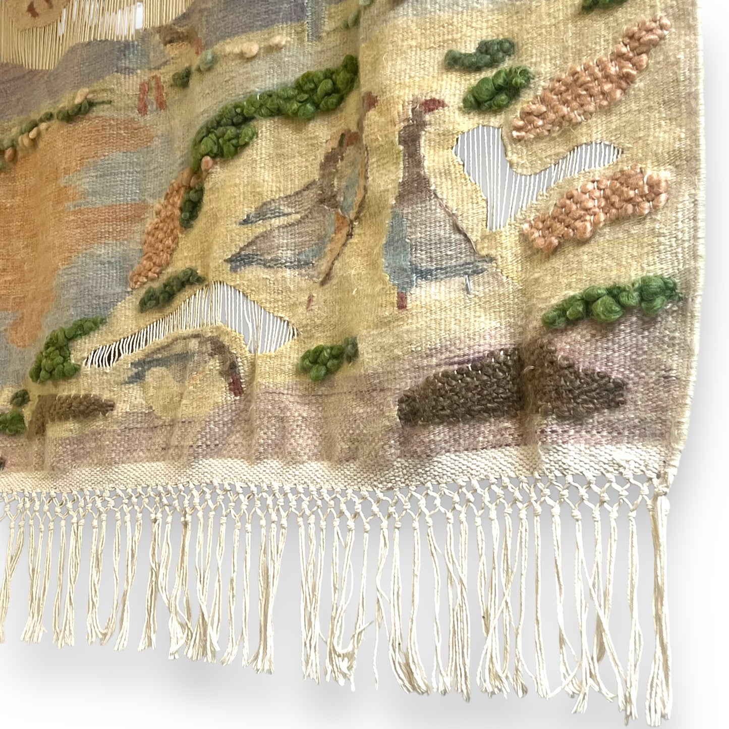 South African Woollen Wall Hanging 'River & Mountain Scene’