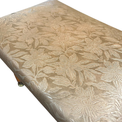 Footstool – Gold Floral Upholstery & Tapered Legs