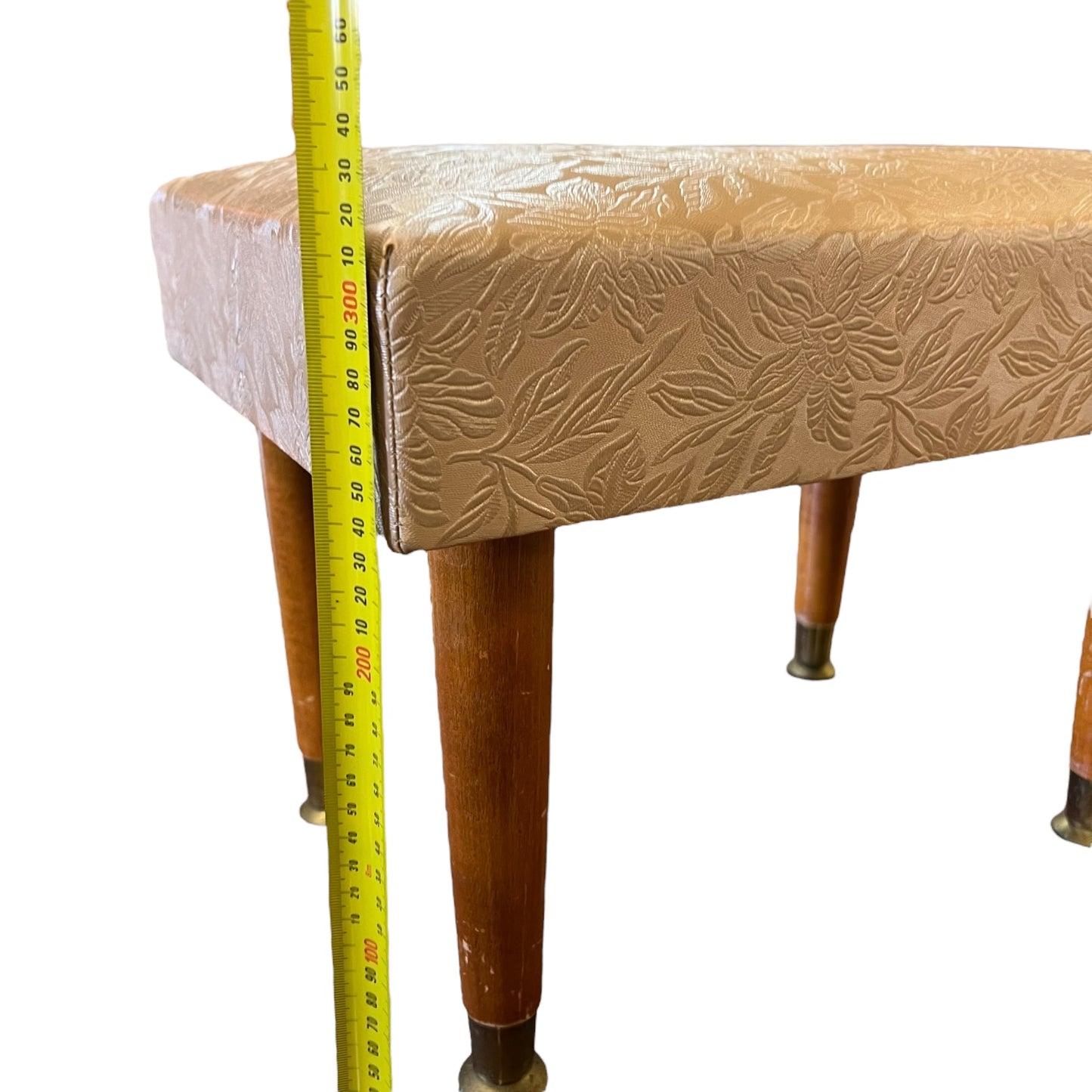Footstool – Gold Floral Upholstery & Tapered Legs