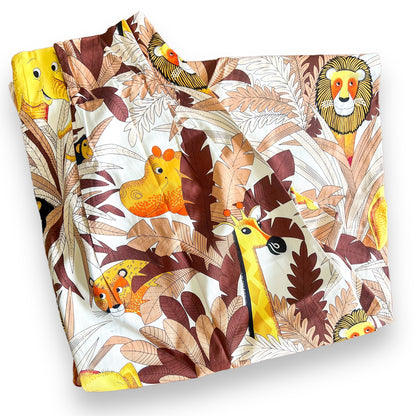 Retro jungle animal kids curtain 204cm long x 54cm wide at top x 110cm wide at base