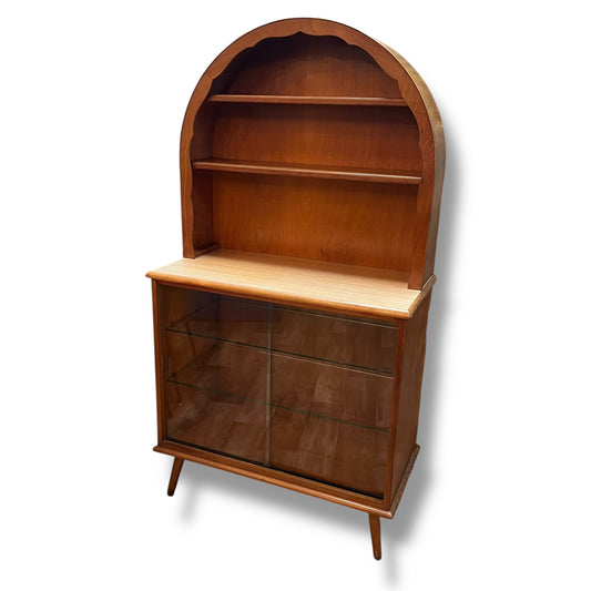 Hutch Display Cabinet with Glass Sliding Doors & Arched Top