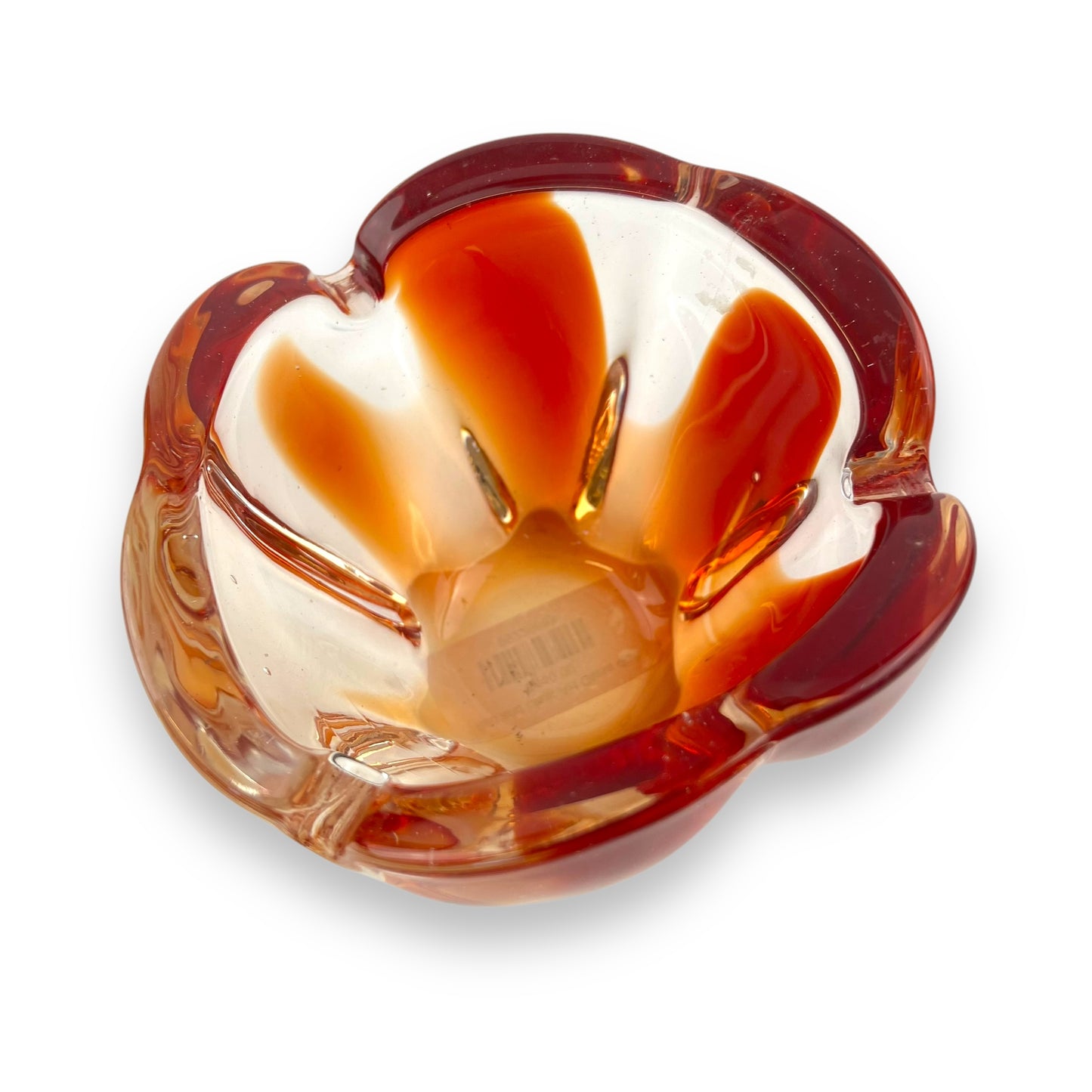 Red and clear Art Glass dish