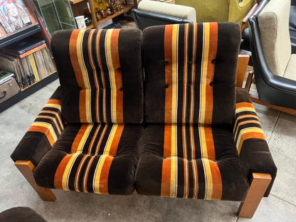 Danish Deluxe Two Seater Lounge – Original Striped Upholstery