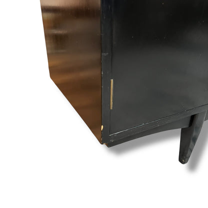 Black Sideboard – 4 Door Credenza with Brass Handles