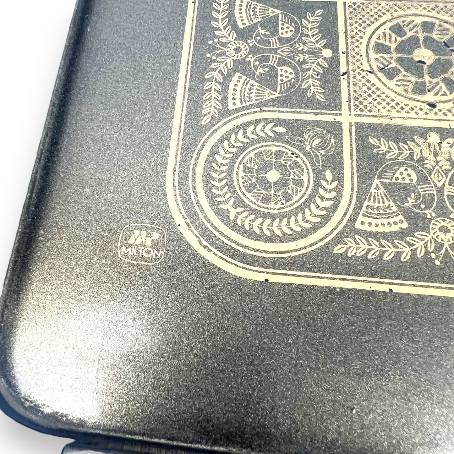 Retro Milton Black with gold decal plastic square tray