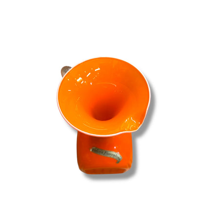 Empoli Italian Art Glass Ewer — Palina Fiorentina Orange with Twisted Clear Handle