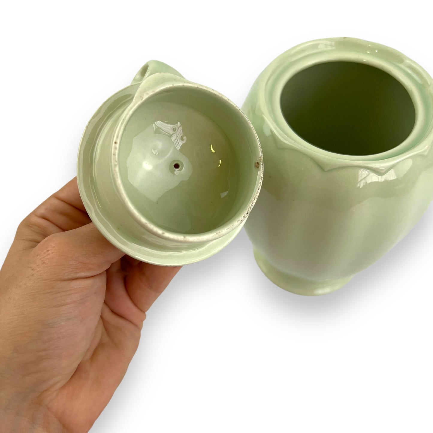 Grindley England Almond Petal Green Ceramic Teapot