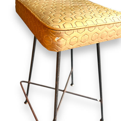 Retro Bar & Stool Set – Gold Vinyl