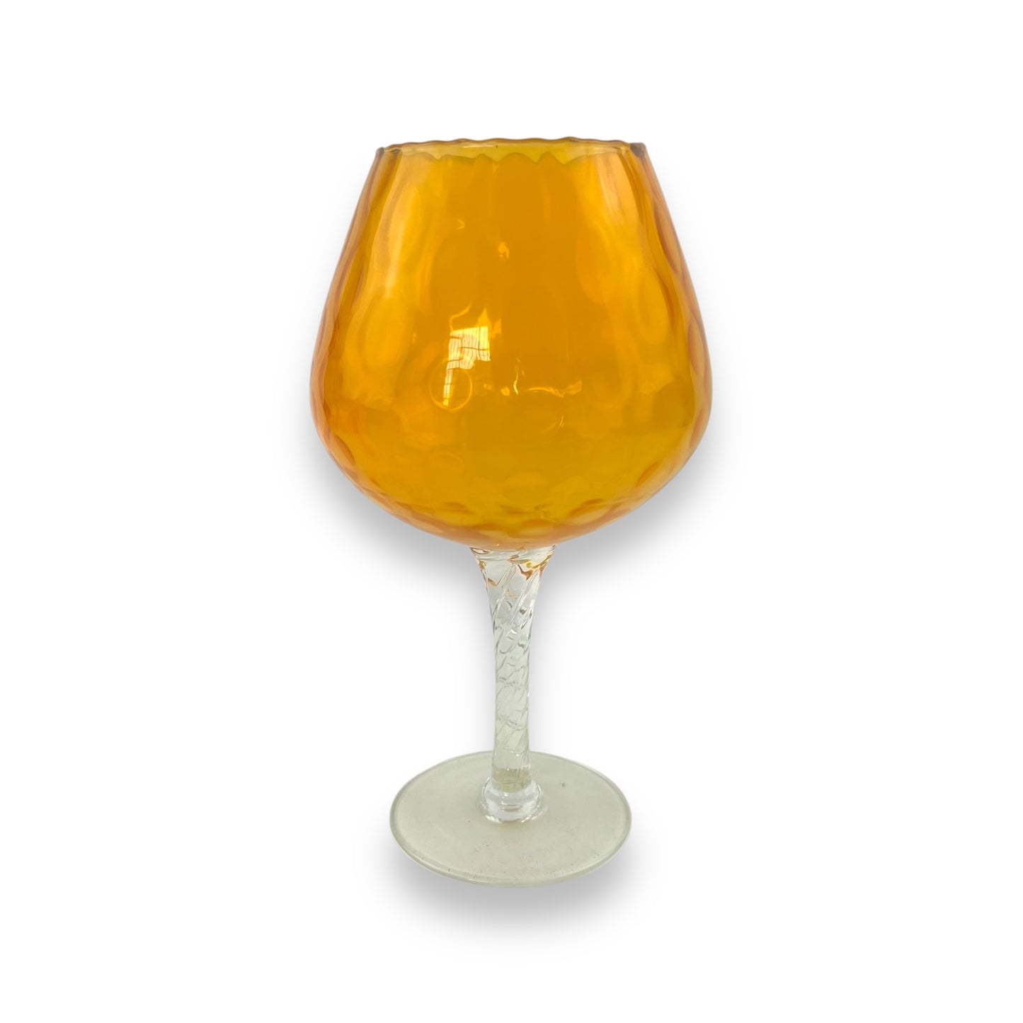 Orange Empoli Glass Candy Dish / Brandy Balloon Vase