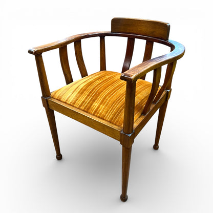 Timber Barrel Back Armchair with Mustard Velvet Seat