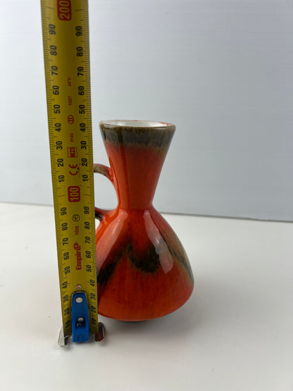 West German Pottery Orange & Brown handled Vase 483/74