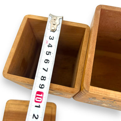 Wooden Kitchen Canister Set - Tea, Coffee, Sugar, Flour