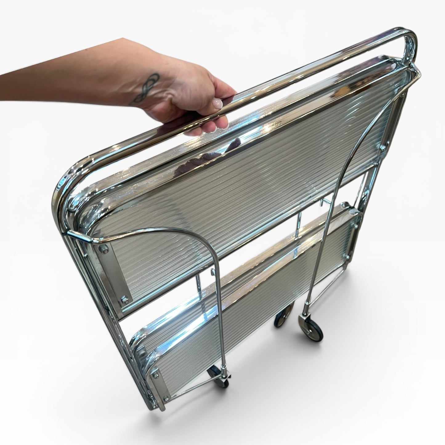 Chrome Folding Bar Cart / Trolley