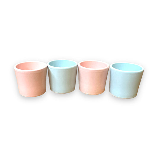 Set of 4 Pastel Stoneware Ramekin cups by Ceramica - Pink & Blue