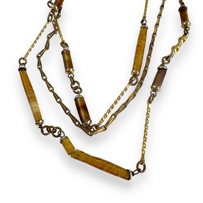 Gold Metal and glass Bead 3 String necklace