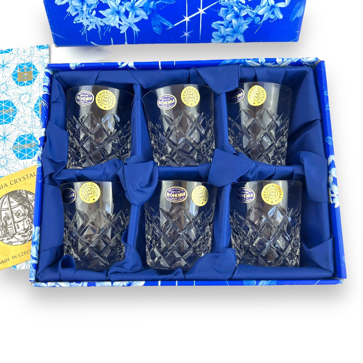 Vintage Bohemia Hand Cut Lead Crystal Whiskey Glass Set – Czechoslovakian