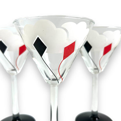 Black & Red Kite Martini Glass Set of 3