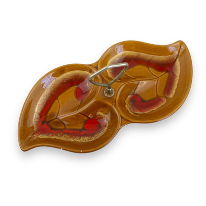 Vintage 1960s Heart-Shaped Pickle & Olive Dish with handle