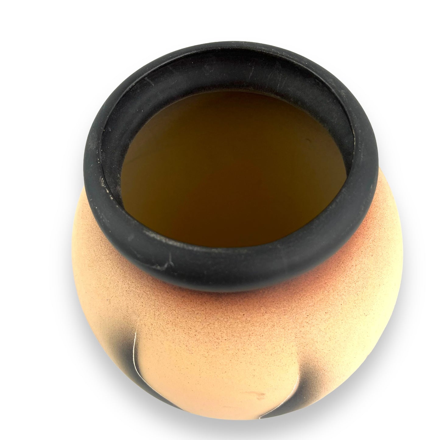 Terracotta and black colour vase