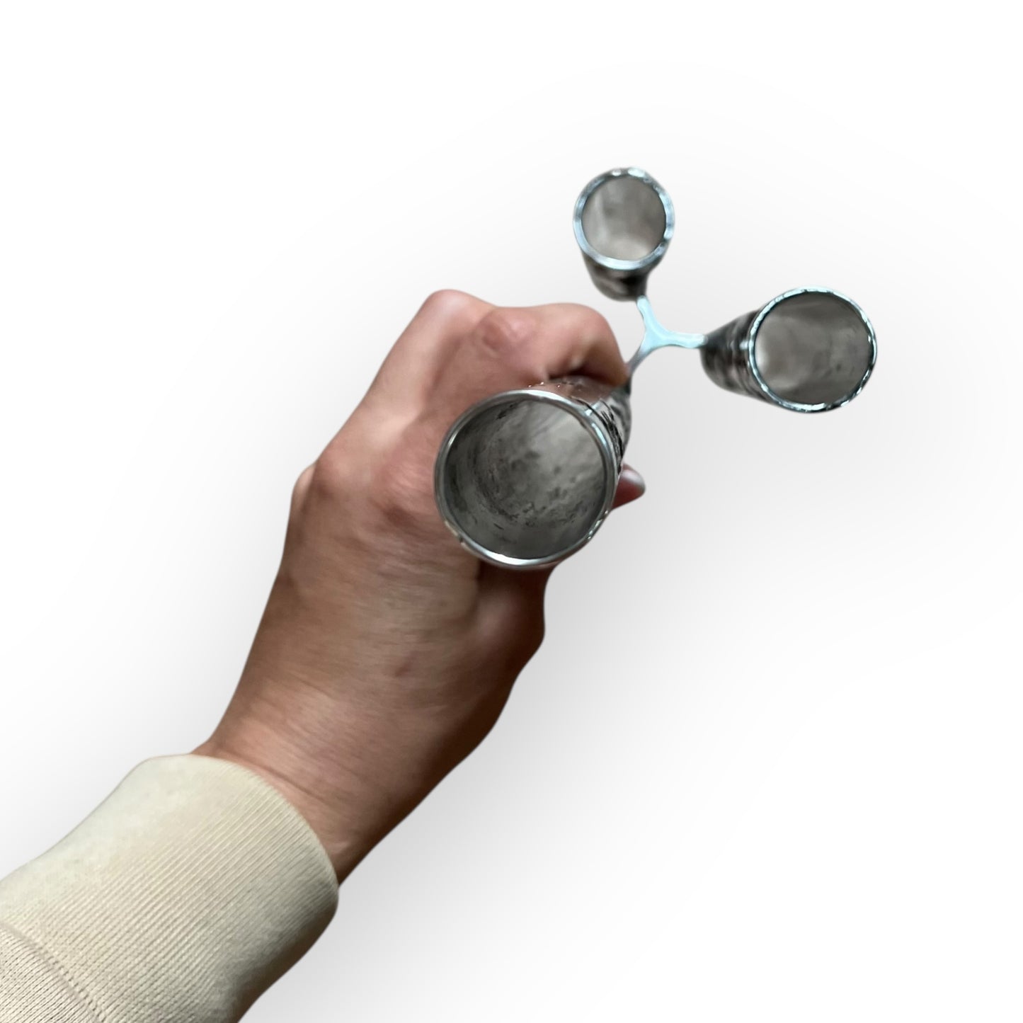 Brutalist Chrome Candle Holder