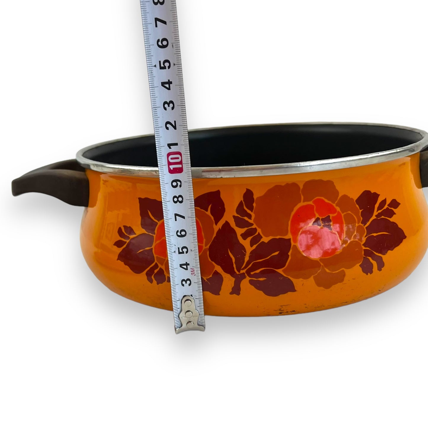 Orange Flower Enamel Large Cooking Pot with Lid