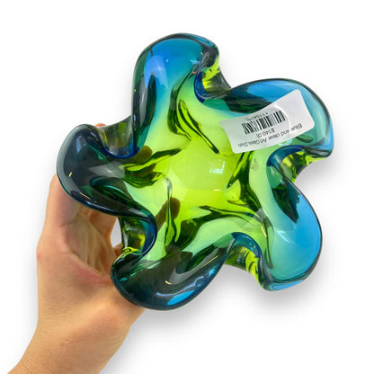 Blue and Green Art Glass Dish