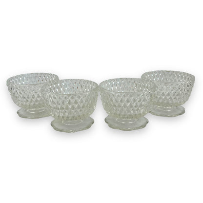 Set of 5 Diamond-Cut Glass Dessert Bowls