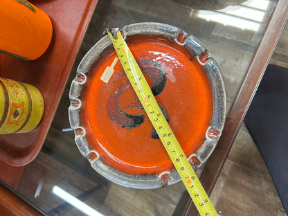 Ellis Pottery Ceramic Ashtray 104 – Orange, Black & Grey