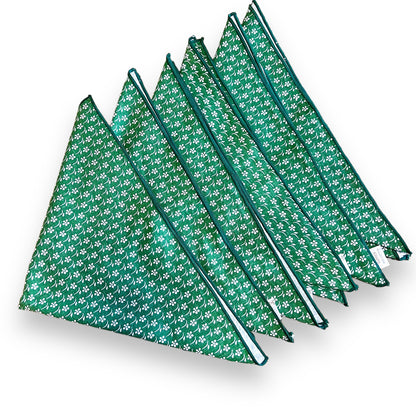 Vintage Cotton Green patterned square napkins set of 6 - Made in England