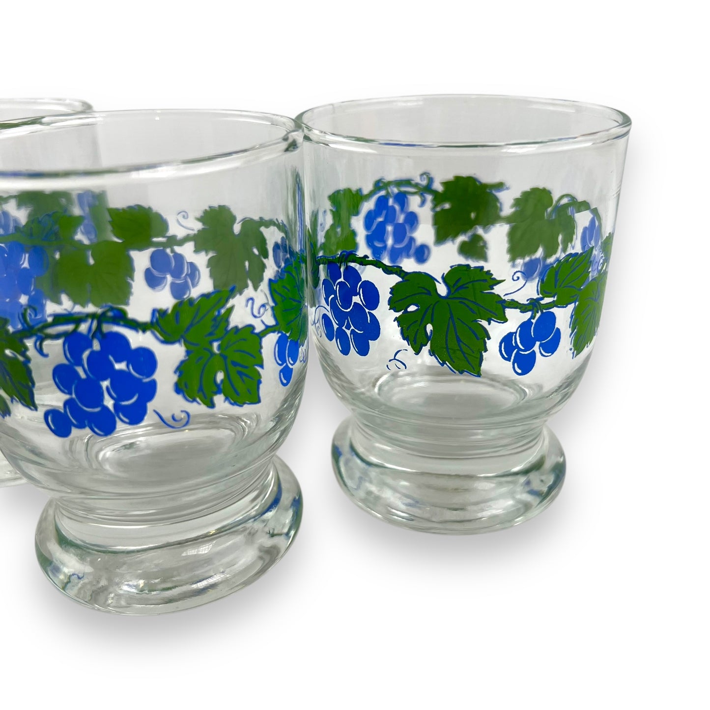Grape pattern glass cup set of 3