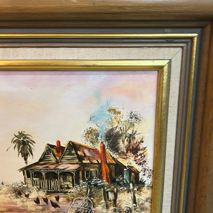 Gillian Bolwell Original Oil Painting – Abandoned Homestead Near Kyneton