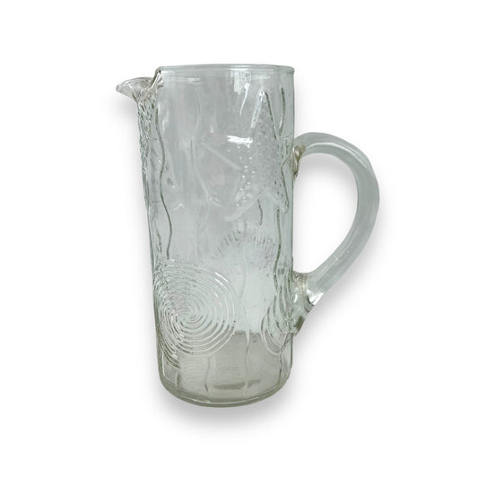 Clear glass seashell embossed pitcher jug